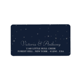 Elegant Navy & Silver Falling Stars Wedding Label