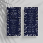 Elegant Navy & Silver Floral Wedding Collection Program<br><div class="desc">Celebrate in style with these modern and very trendy wedding programs. The design is easy to personalise with your order of service wording and your guests will be thrilled when they see these fabulous programs. Matching items can be found in the collection.</div>