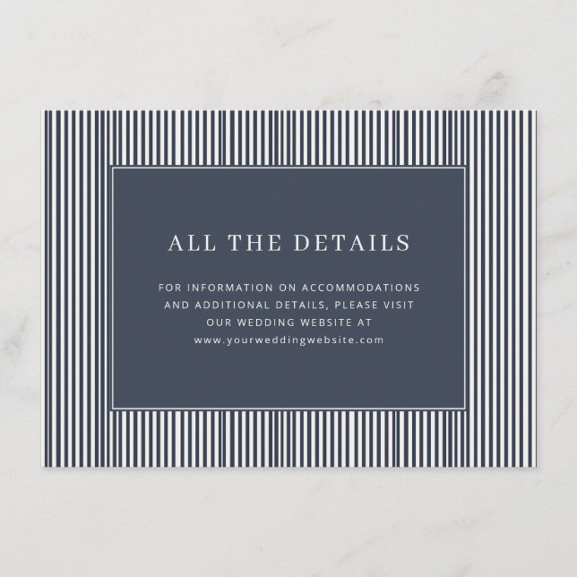 Elegant Navy Striped Minimalist Enclosure Card (Front)