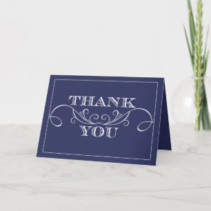Elegant Navy Swirl Wedding Thank You Cards