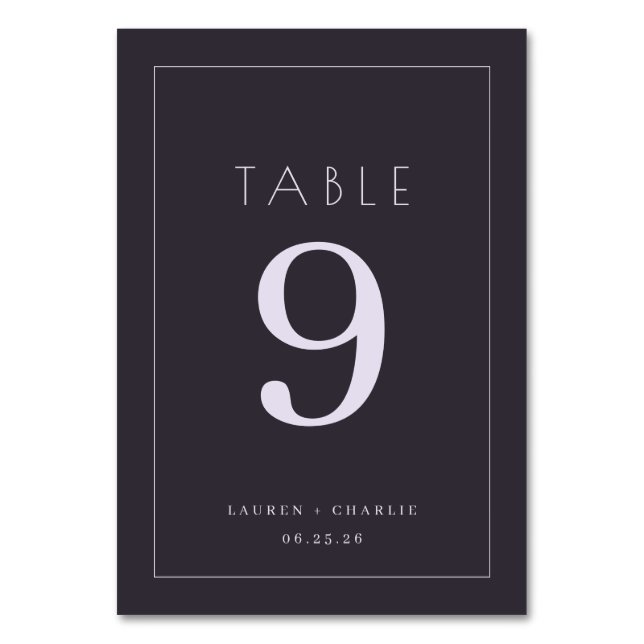 Elegant Navy Table Number (Front)