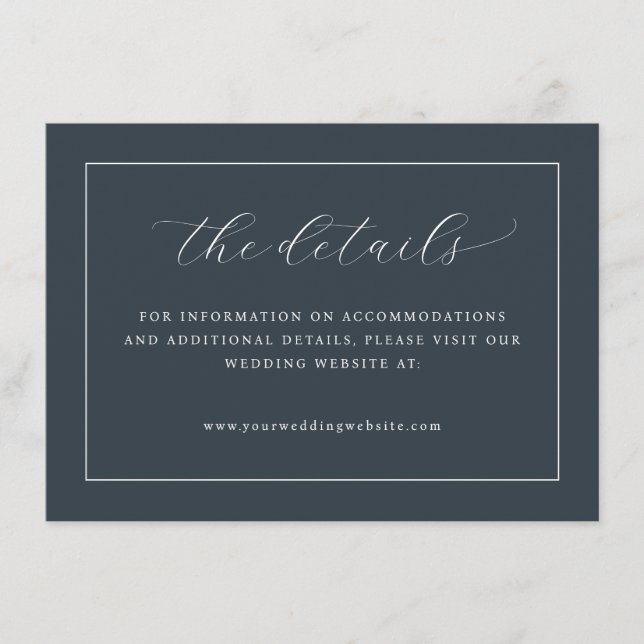 Elegant Navy Typographic Enclosure Card (Front)