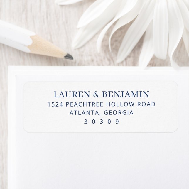 Elegant Navy Typographic Return Address Label (Insitu)