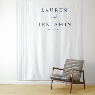 Elegant Navy Vertical Lines Tapestry