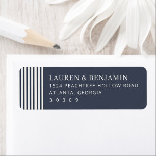 Elegant Navy Vertical Stripes Return Address Label