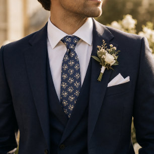 Elegant Navy Vintage Floral Tie