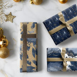 Elegant Navy Watercolor Ink & Golden Jewel Wrapping Paper Sheet<br><div class="desc">Our starry golden jewel abstract winter night Christmas collection captures a royal opulence with a modern abstract twist. We've designed a set of three complimenting wrapping paper sheets. The first wrapping paper sheet features deep navy blues, golden jewel tones, and hints of blue shades to create an elegant abstract design....</div>