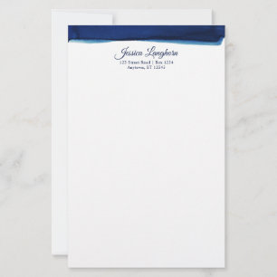 Elegant Navy Watercolor Personalised Stationery