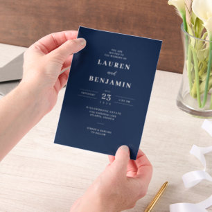 Elegant Navy Wedding Invitation