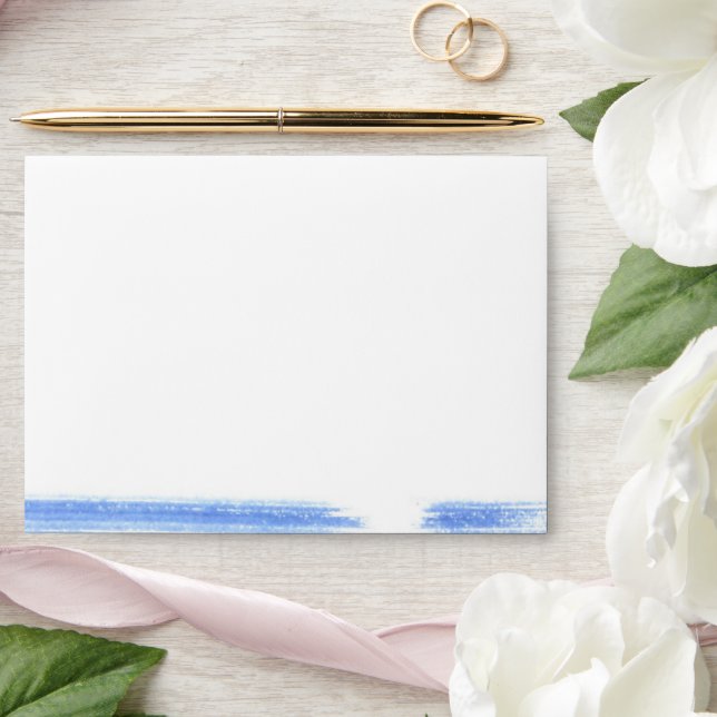 Elegant Navy & White Watercolor Brush Strokes RSVP Envelope (Wedding)