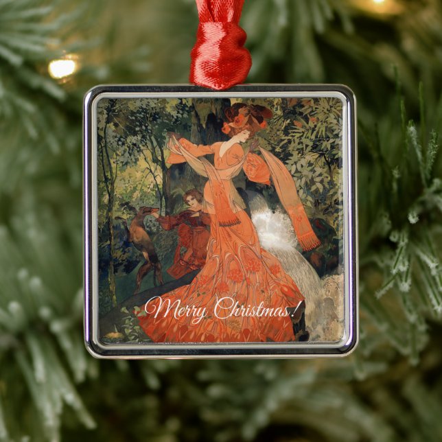 Elegant near a Spring, Merry Christmas Metal Ornament (Tree)