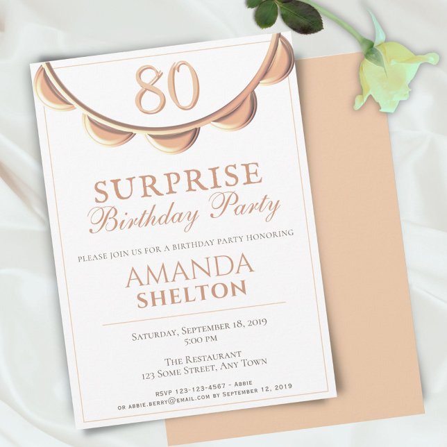 Elegant Necklace 80th Surprise Birthday Party Invitation (Creator Uploaded)