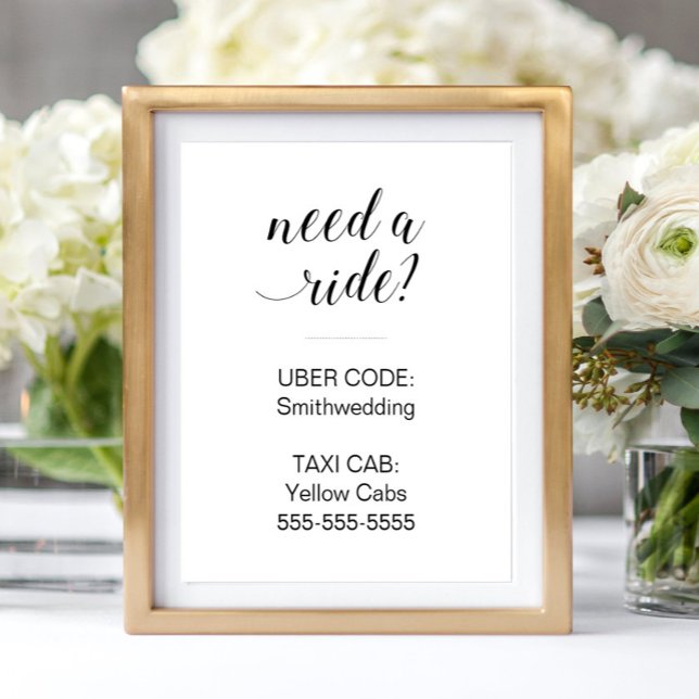 Elegant Need A Ride Wedding Transportation Poster (Creator Uploaded)