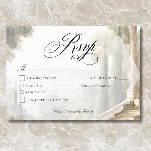 Elegant Neoclassical Vintage Scenes Wedding RSVP Card