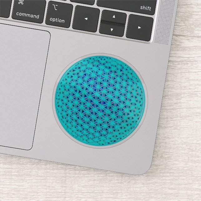 Elegant neon blue teal flower of life  (Detail)