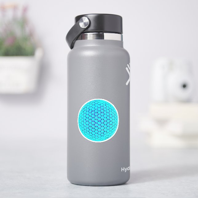 Elegant neon blue teal flower of life  (HydroFlask)