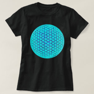 Elegant neon blue teal flower of life  T-Shirt