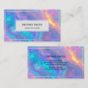Elegant neon colors gemstone opal iridescent  business card
