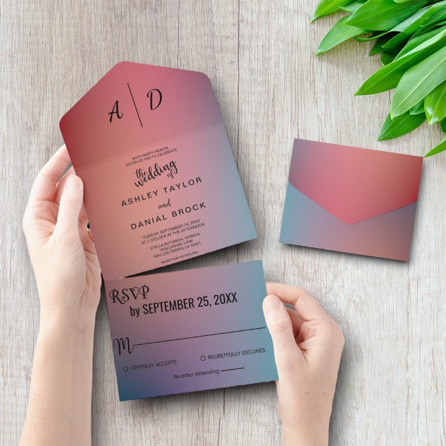 Elegant neon colours All in One Wedding Invite (Creator Uploaded)