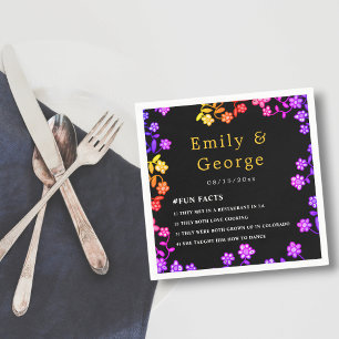 Elegant Neon Colours Roses Modern Floral Wedding Napkin