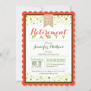 Elegant Neon Green, Papaya Orange Retirement Party Invitation