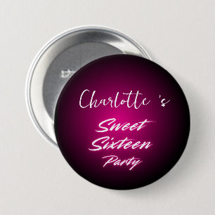 Elegant neon Pink Black retro Sweet 16th Birthday 7.5 Cm Round Badge