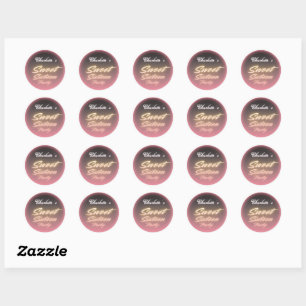 Elegant neon Pink Black retro Sweet 16th Birthday Classic Round Sticker