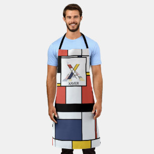 Elegant Neoplasticism Style Monogram. Letter X Apron
