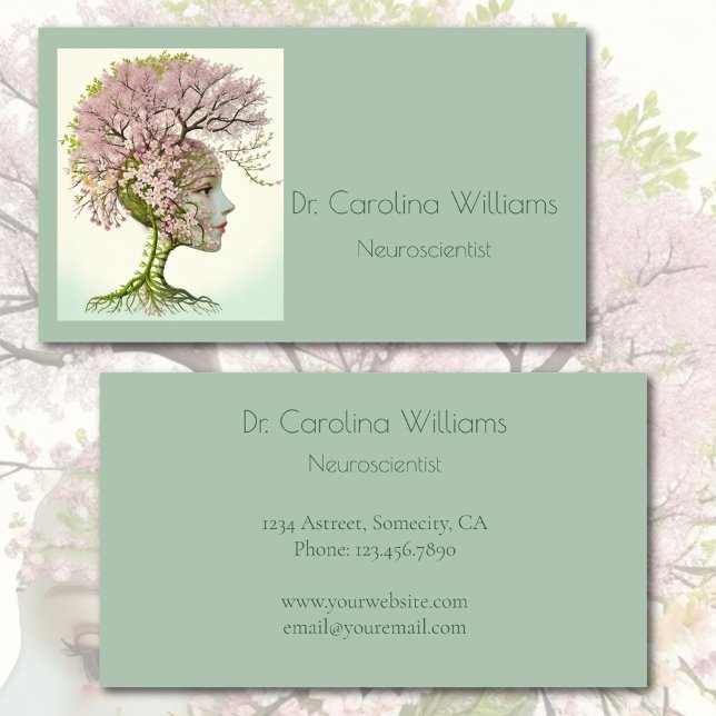 Elegant neurological professional floral brain  business card (Creator Uploaded)