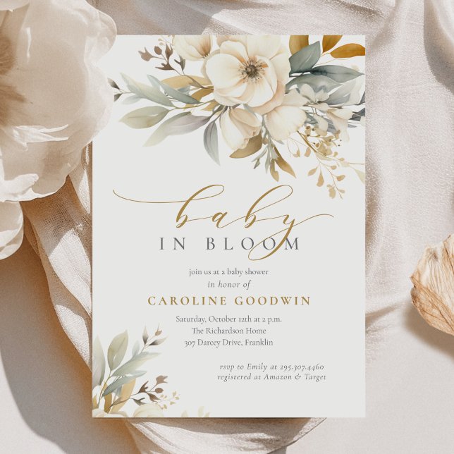 Elegant Neutral Baby In Bloom Baby Shower Invitation (Creator Uploaded)
