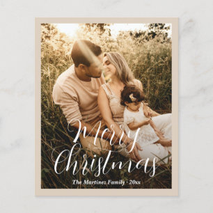 Elegant Neutral Beige Photo Modern Christmas
