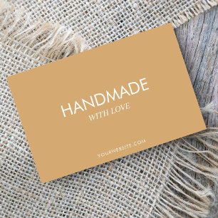 Elegant Neutral Beige & White Handmade with Love Business Card