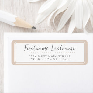 Elegant Neutral Beige White Styled Typography Return Address Label