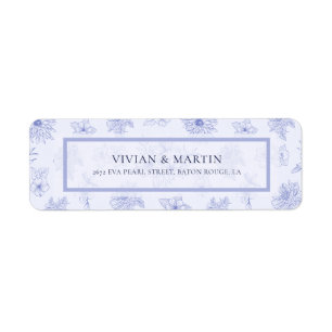Elegant Neutral Blue Shadow floral Return Address Label