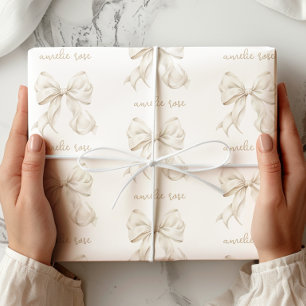 Elegant Neutral Bow Wrapping Paper