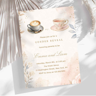 Elegant Neutral Coffee or Tea Gender Reveal Invitation