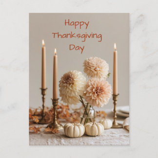 Elegant Neutral Dahlia Thanksgiving Postcard