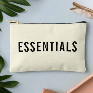 Elegant Neutral Essentials Black Typography Accessory Pouch