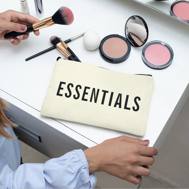 Elegant Neutral Essentials Black Typography  Accessory Pouch (Creator Uploaded)