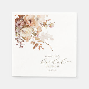 Elegant Neutral Fall Floral Bridal Shower Napkin