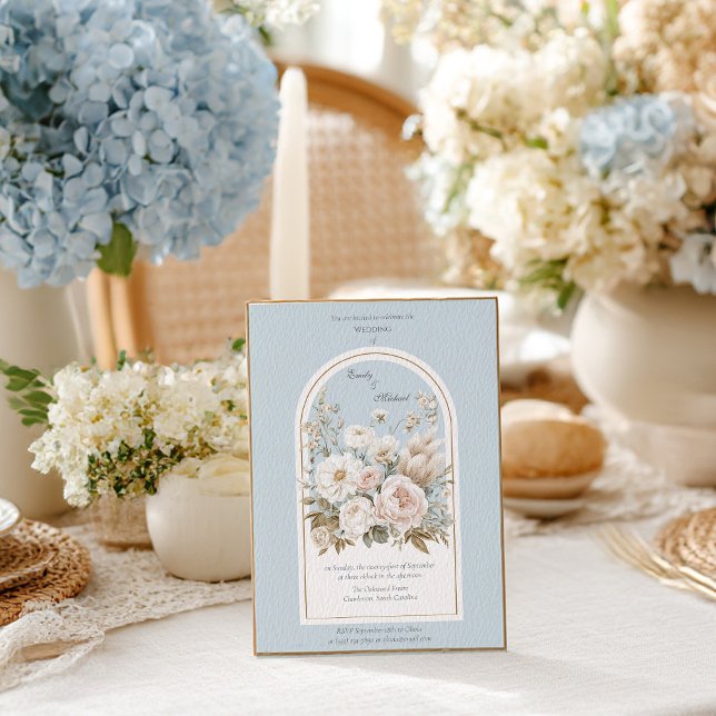 Elegant Neutral Floral Arch Wedding Invitation (Creator Uploaded)