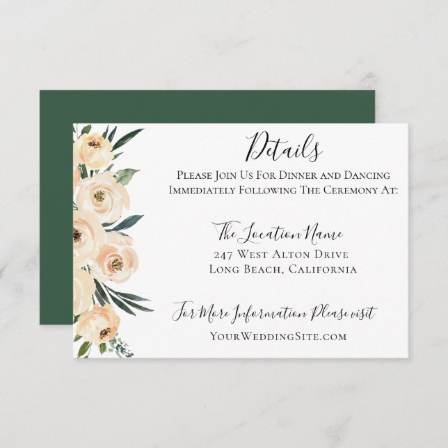 Elegant Neutral Floral Arrangement Wedding Details Invitation (Front/Back)