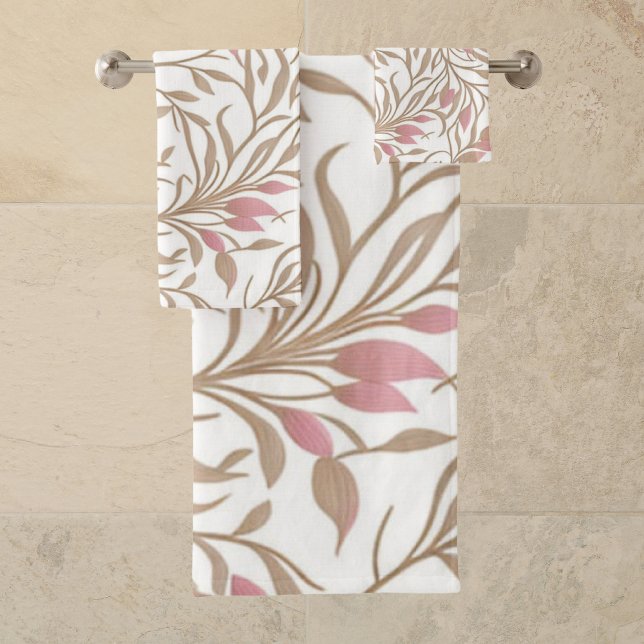 Elegant Neutral Floral Botanical  Bath Towel Set (Creator Uploaded)
