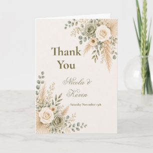 Elegant Neutral Floral Ceremony Thank You Card