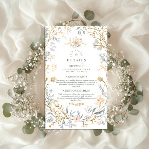 Elegant Neutral Floral Crest Wedding Enclosure Card