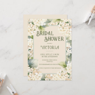 Elegant Neutral Floral Hydrangea Bridal Shower Invitation