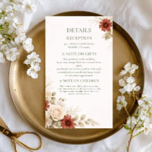 Elegant Neutral Floral Information Enclosure Card