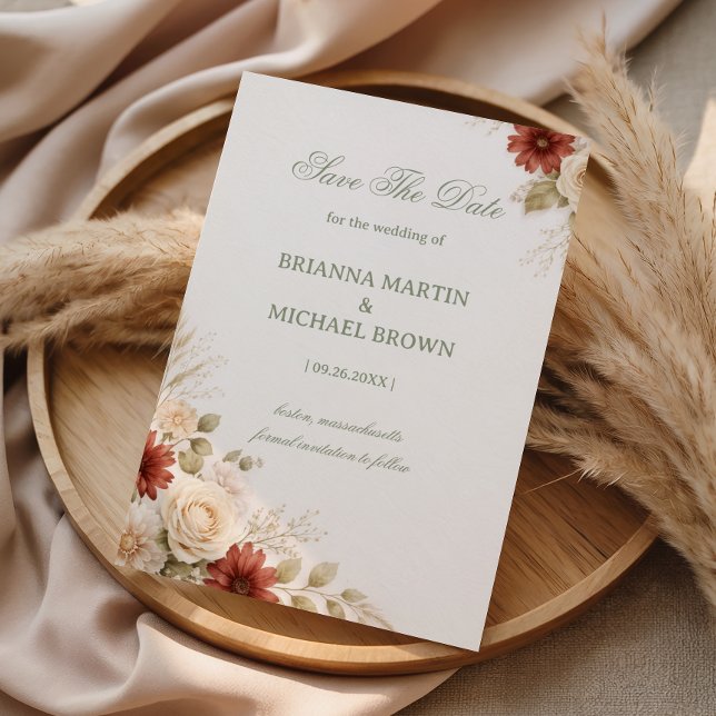 Elegant Neutral Floral Soft Save The Date (Creator Uploaded)