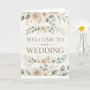 Elegant Neutral Floral Watercolor Wedding Welcom Card