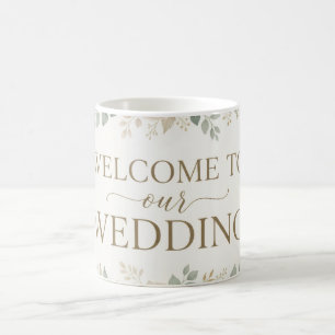 Elegant Neutral Floral Watercolor Wedding Welcom Coffee Mug